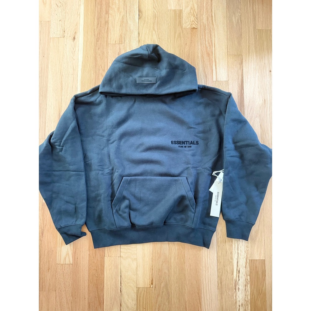 NEW Fear of God Essentials Hoodie Stretch Limo Black Oversized Streetwear XXS
